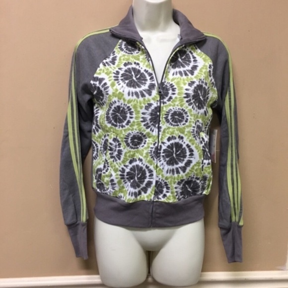 Derek Heart Track Style Jacket Green Gray Tie Dye - Picture 1 of 6